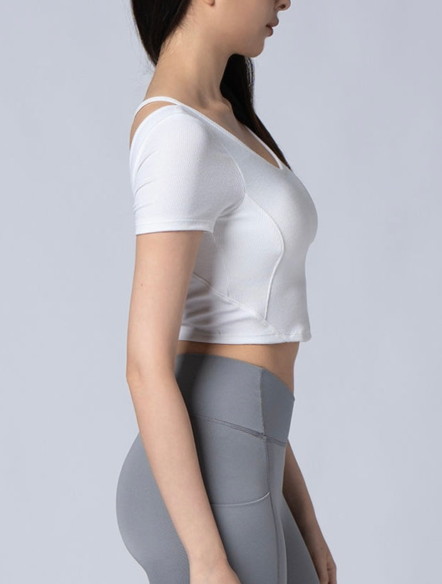 Tencel-RIB™ Y-shaped streamline BraTop 【WHITE】 – AROAK JAPAN